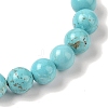 8mm Round Natural Crackle Turquoise  Braided Bead Bracelets BJEW-C067-01B-10-3