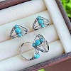 Adjustable Synthetic Turquoise with 925 Sterling Silver Finger Rings Sets RJEW-C155-09B-1