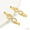 2Pcs Brass Micro Pave Clear Cubic Zirconia Fold Over Clasps KK-YW0003-54G-1