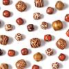 161Pcs 8 Styles Printed Natural Wood Beads WOOD-FS0001-52-3