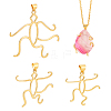 3Pcs 3 Styles Brass Pendant Cabochon Settings KK-PH0011-65-1