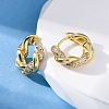 Brass Micro Pave Clear Cubic Zirconia Hoop Earrings EJEW-R025-16G-3
