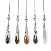 Natural Carnelian & Quartz Crystal & Amethyst & Tiger Eye & Lapis Lazuli Cone Point Dowsing Pendulums HJEW-JM04997-1
