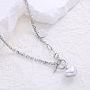 French Style Stainless Steel Pave Imitation Pearl Heart O-Toggle Pendant Necklaces for Women BF9178-1-1
