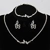 Butterfly Alloy with Crystal Rhinestone Pendant Necklace & Hoop Earring & Link Bracelet FS-WG7F609-01-1
