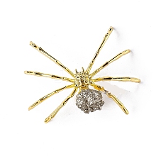 Natural Pyrite & Alloy Spider Display Decorations WG27150-01