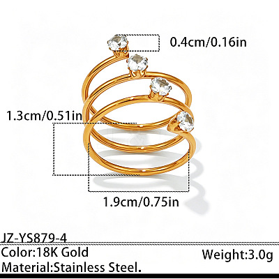 304 Stainless Steel Pave Cubic Zirconia Cuff Open Rings WG0B10F-04-1