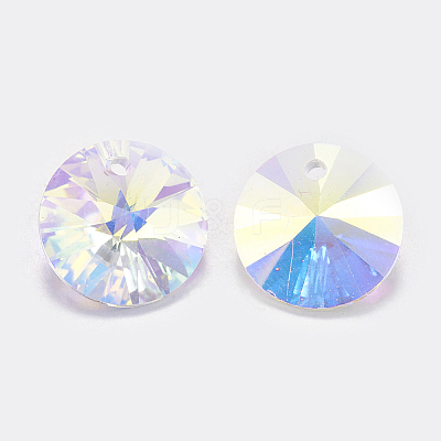 Faceted Glass Rhinestone Charms X-RGLA-F049-8mm-001AB-1