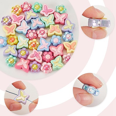 48Pcs 12 Styles Plating Acrylic Beads OACR-AR0001-27-1