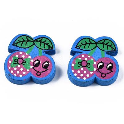 6 Styles Printed Natural Wooden Beads WOOD-S055-33-1