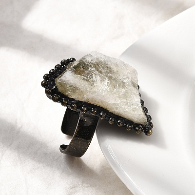 Natural Yellow Quartz Irregular Nugget Open Cuff Rings G-A278-03AB-05-1