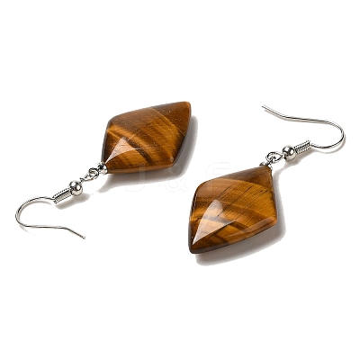 Natural Mixed Gemstone Rhombus Dangle Earrings EJEW-E296-04P-1