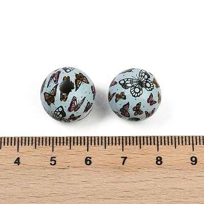 Painted Wood European Beads WOOD-F017-04D-1