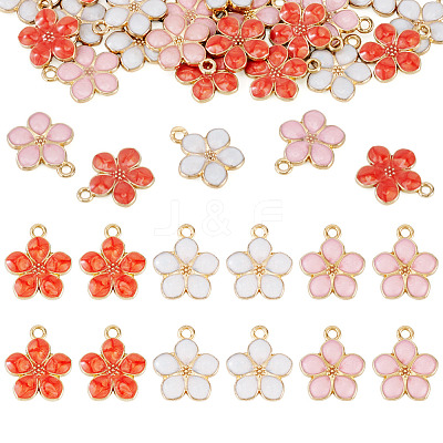 30Pcs 3 Styles Light Gold Plated Alloy Enamel Pendants ENAM-TA0003-23-1