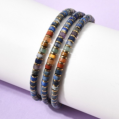 Natural Lapis Lazuli & Non-magnetic Hematite Beaded Adjustable Bracelets for Unisex BJEW-K251-09T-1