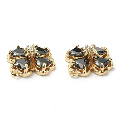 Brass Pave Clear Cubic Zirconia Connector Charms X-KK-B072-09G-1