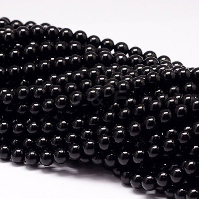 Natural Black Tourmaline Beads Strands X-G-P132-16-8mm-1