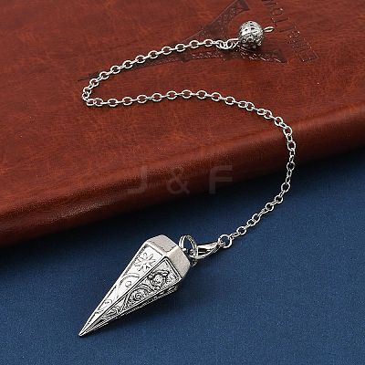 Rack Plating Brass Cone Dowsing Pendulum Pendants AJEW-G064-01P-1