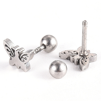 Tarnish Resistant 201 Stainless Steel Barbell Cartilage Earrings LS-EJEW-R147-20-1