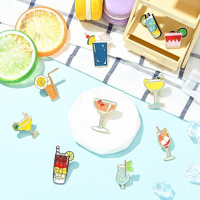 10Pcs 10 Styles Mixed Drink Enamel Pins JEWB-CJ0003-30-1
