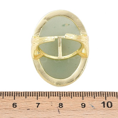 Natural Green Aventurine & Apatite Oval Cuff Rings G-P599-01G-02-1