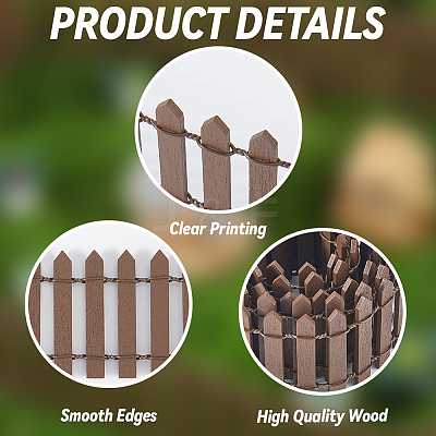 1Pc Wood Fence Ornaments WOOD-CN0001-28B-1