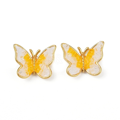Butterfly Brass Stud Earrings EJEW-K308-05G-01-1