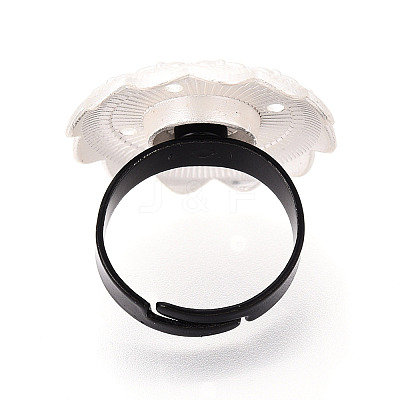 Adjustable Flower Alloy & Iron Bezel Cup Ring Base with Rotatable Tray MAK-T012-07S-1