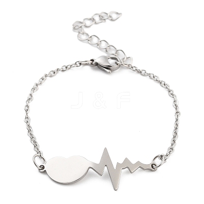 Non-Tarnish Stainless Steel Cable Chain Link Bracelets for Women Men STAS-Z061-01P-02-1