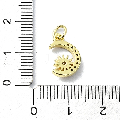 Moon Theme Brass Micro Pave Clear Cubic Zirconia Charms KK-H475-57G-02-1