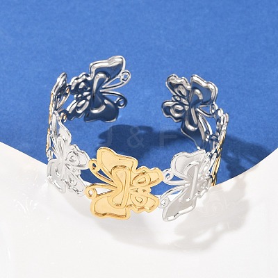 304 Stainless Steel Cuff Bangles for Women BJEW-G757-10GP-1