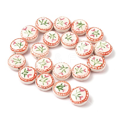 Flower Theme Handmade Porcelain Beads X1-LAMP-D303-06C-01-1