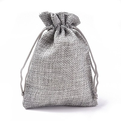 Polyester Imitation Burlap Packing Pouches Drawstring Bags X-ABAG-R004-14x10cm-11-1