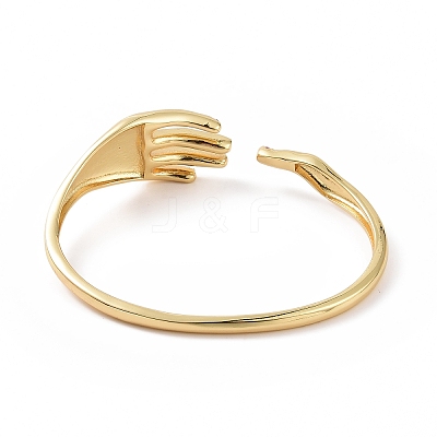 Cubic Zirconia Hand Palm Open Cuff Bangle BJEW-F445-14G-1