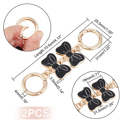 2Pcs Alloy Enamel Bowknot Link Purse Strap Extenders FIND-UN0003-18B-1