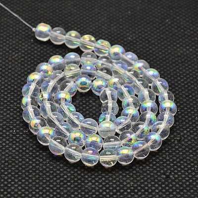 Imitate Austrian Crystal Electroplate Glass Round Bead Strands GLAA-F030-8mm-B01-1
