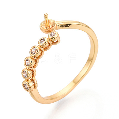 Brass Micro Pave Cubic Zirconia Cup Peg Ring Settings LS-KK-N274-14G-1
