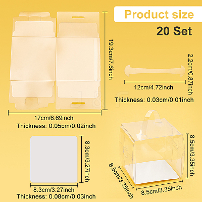 Foldable Transparent Plastic Single Cake Gift Packing Box CON-WH0084-42A-1