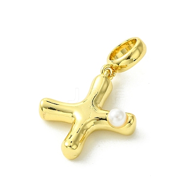 Rack Plating Brass with ABS Plastic Pearl European Dangle Charms KK-G501-02X-G-1