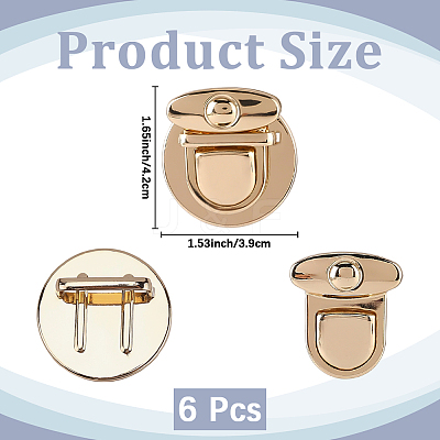 6Pcs Flat Round Alloy Bag Tuck Lock Clasps FIND-CP0003-23G-1