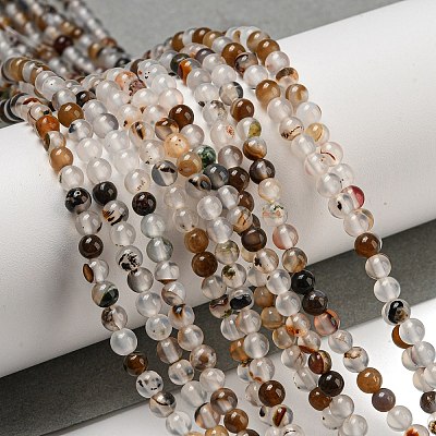 Natural Dendritic Agate Beads Strands G-A232-A01-01-1