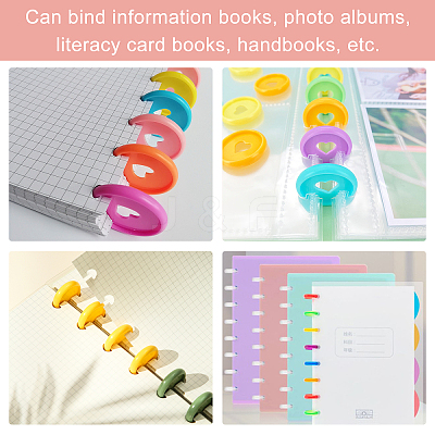 80Pcs 8 Styles Heart Plastic Loose Leaf Ring Round Binder Discs DIY-PH0009-08-1