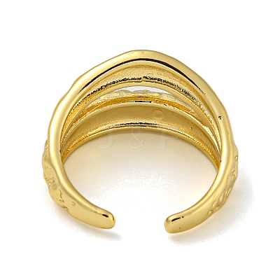 Textured Brass Double Layer Open Cuff Rings for Women RJEW-Z050-02G-1