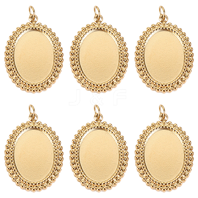 6Pcs 304 Stainless Steel Pendant Cabochon Settings STAS-BBC0004-68G-1