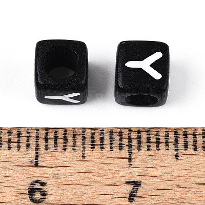 Initial Acrylic Horizontal Hole Beads OACR-ZX006-35Y-1