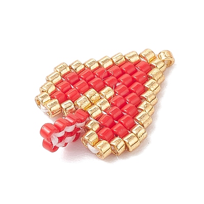 2Pcs 2 Styles Glass Seed Beaded Pendants PALLOY-MZ00883-03-1