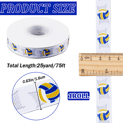 25 Yards Sport Ball Theme Printed Polyester Grosgrain Ribbon OCOR-WH20002-03B-03-1
