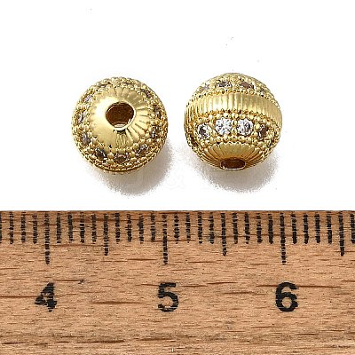 Brass Micro Pave Clear Cubic Zirconia Beads ZIRC-I070-038G-1