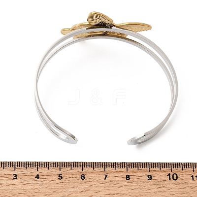 Two-Tone 304 Stainless Steel Cuff Bangles for Women BJEW-Z170-01GP-01-1
