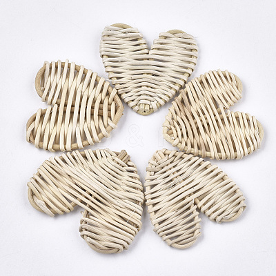 Handmade Reed Cane/Rattan Woven Beads WOVE-T006-002B-1